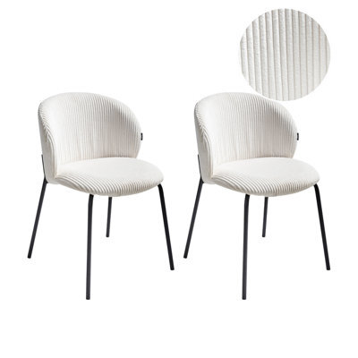 Beliani Set Of 2 Dining Chairs Miles Corduroy Off-White - image 1