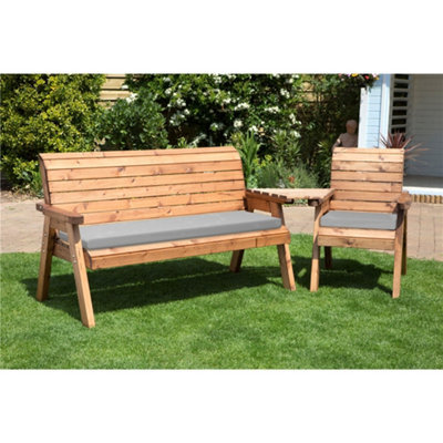 Marlborough Wooden 4 Seat Angled Companion Set With 1 X Winchester Cushion Grey & 1 X Chair Cushion Grey - image 1