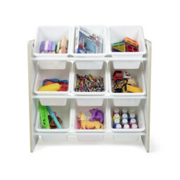 Humble Crew Children's Shelf, Toy Organiser Shelf With 9 Storage Boxes, Sandwashed/white - thumbnail 4