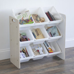 Humble Crew Children's Shelf, Toy Organiser Shelf With 9 Storage Boxes, Sandwashed/white - thumbnail 5