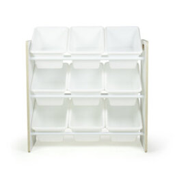 Humble Crew Children's Shelf, Toy Organiser Shelf With 9 Storage Boxes, Sandwashed/white - thumbnail 2