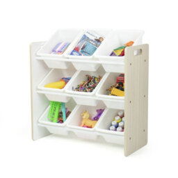 Humble Crew Children's Shelf, Toy Organiser Shelf With 9 Storage Boxes, Sandwashed/white - thumbnail 3