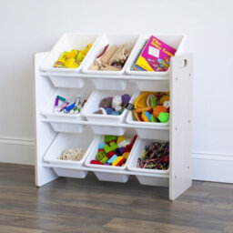 Humble Crew Children's Shelf, Toy Organiser Shelf With 9 Storage Boxes, Sandwashed/white - thumbnail 8