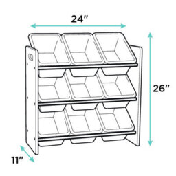 Humble Crew Children's Shelf, Toy Organiser Shelf With 9 Storage Boxes, Sandwashed/white - thumbnail 9