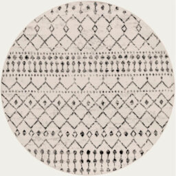 Livabliss Round Pisa-Geometric Black Off-White Grey Living Dining Bedroom Rug 160 X 160 Cm Easy Care, Non Shedding - thumbnail 1