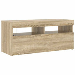 Berkfield Modern Tv Cabinet With Led Lights Sonoma Oak 90X35X40 Cm - thumbnail 7