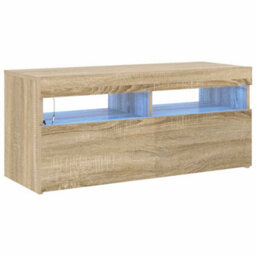 Berkfield Modern Tv Cabinet With Led Lights Sonoma Oak 90X35X40 Cm - thumbnail 1