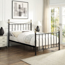 OAT Home Hampstead Traditional Black & Polished Brass King Size Metal Bed Frame - thumbnail 1