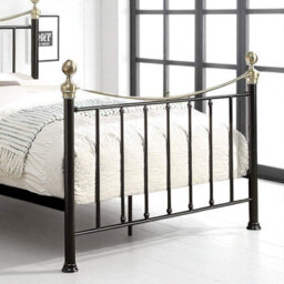 OAT Home Hampstead Traditional Black & Polished Brass King Size Metal Bed Frame - thumbnail 4