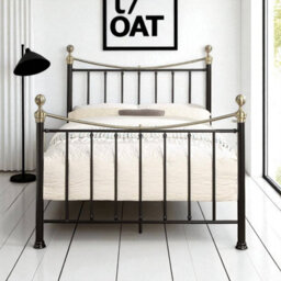 OAT Home Hampstead Traditional Black & Polished Brass King Size Metal Bed Frame - thumbnail 2