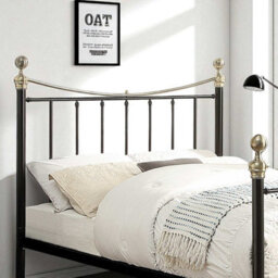 OAT Home Hampstead Traditional Black & Polished Brass King Size Metal Bed Frame - thumbnail 3
