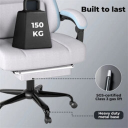 Grey-Gaming Chair Office Recliner Spring Padding - thumbnail 3