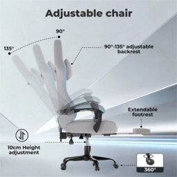 Grey-Gaming Chair Office Recliner Spring Padding - thumbnail 6