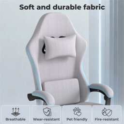 Grey-Gaming Chair Office Recliner Spring Padding - thumbnail 5