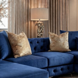 Monaco 4 Seater Chesterfield Chaise Sofa Blue Velvet U Shaped Chaise- Deep Buttoned Cushions Upholstery Couch Lounge - thumbnail 4
