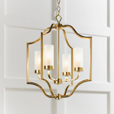 Anson Lighting Tucson 4Lt Pendant Light Finished In Satin Brass Plate And Frosted Glass - image 1