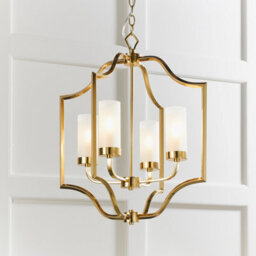 Anson Lighting Tucson 4Lt Pendant Light Finished In Satin Brass Plate And Frosted Glass