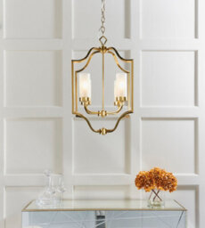 Anson Lighting Tucson 4Lt Pendant Light Finished In Satin Brass Plate And Frosted Glass - thumbnail 2
