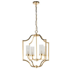 Anson Lighting Tucson 4Lt Pendant Light Finished In Satin Brass Plate And Frosted Glass - thumbnail 7