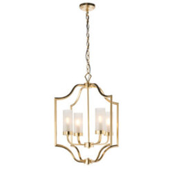 Anson Lighting Tucson 4Lt Pendant Light Finished In Satin Brass Plate And Frosted Glass - thumbnail 6