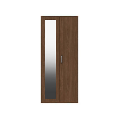 Hazlemere 2 Door Robe With Mirror - Walnut On Express Delivery And Ready Assembled - image 1