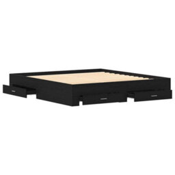 Berkfield Bed Frame With Drawers Black Oak 180X200 Cm Engineered Wood - thumbnail 5