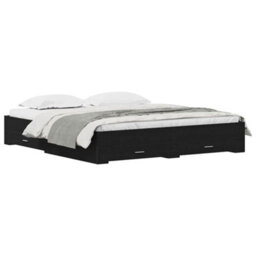 Berkfield Bed Frame With Drawers Black Oak 180X200 Cm Engineered Wood - thumbnail 3