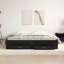 Berkfield Bed Frame With Drawers Black Oak 180X200 Cm Engineered Wood - thumbnail 4