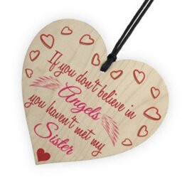 Red Ocean My Sister An Angel Wooden Hanging Heart Cute Love Plaque - thumbnail 6