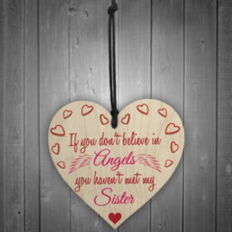 Red Ocean My Sister An Angel Wooden Hanging Heart Cute Love Plaque - thumbnail 2