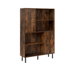Brown Side Display Cabinet With Metal Legs And Anti Tipping Kits For Living Room - thumbnail 3