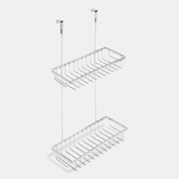 Ohs Over-The-Door Shower Caddy Double Shelf Bathroom Organiser - Silver - thumbnail 3
