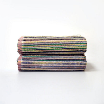 Allure Bath Fashions Recycled Cotton Bath Towels - Striped, Lightweight Remnant Yarn - image 1