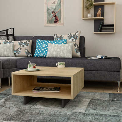 Decortie Hola Modern Square Coffee Table 60Cm Storage Compartment Anthracite Grey Living Room H 32Cm - image 1