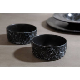 Orsina Pattrened Black Faux Marble Bowl,stoneware Bowl With White Veining,perfect For Serving, Dipping, Or Mixing - thumbnail 4