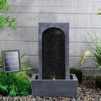 Solar Powered Water Fountain With Led Light Outdoor Garden Patio Water Feature - image 1