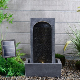 Solar Powered Water Fountain With Led Light Outdoor Garden Patio Water Feature