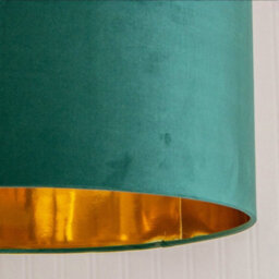Valuelights Reni Green Velvet & Gold Inner Drum Ceiling Lamp Shade And Bulb (D)45Cm - thumbnail 4