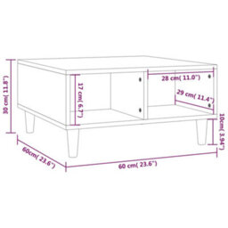 Berkfield Stylish Coffee Table Grey Sonoma 60X60X30 Cm Engineered Wood - thumbnail 6