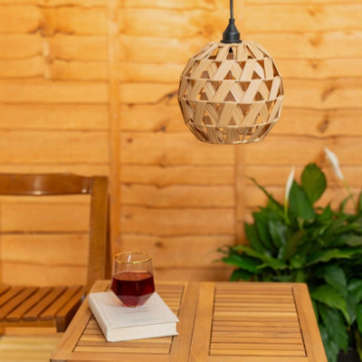 Solar Power Natural Grass Outdoor Hanging Pendant Lamp Garden Pergola Led Light - image 1
