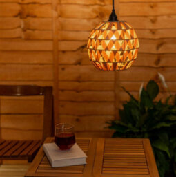 Solar Power Natural Grass Outdoor Hanging Pendant Lamp Garden Pergola Led Light - thumbnail 2