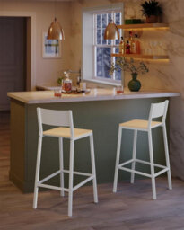 Songmics Breakfast Kitchen Bar Stool Set Of 2, Counter Chairs, For Kitchen, Dining, Office, Industrial, Oak Beige And White - thumbnail 1