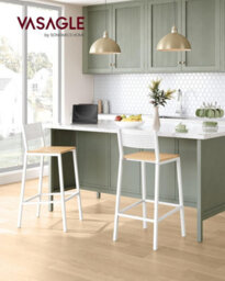 Songmics Breakfast Kitchen Bar Stool Set Of 2, Counter Chairs, For Kitchen, Dining, Office, Industrial, Oak Beige And White - thumbnail 3