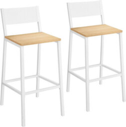Songmics Breakfast Kitchen Bar Stool Set Of 2, Counter Chairs, For Kitchen, Dining, Office, Industrial, Oak Beige And White - thumbnail 8