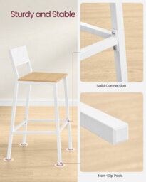 Songmics Breakfast Kitchen Bar Stool Set Of 2, Counter Chairs, For Kitchen, Dining, Office, Industrial, Oak Beige And White - thumbnail 6