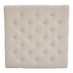 Living And Home Small Beige Linen Upholstered Storage Ottoman Bench Footstool With Wood Legs W 740 X D 740 X H 440 mm - thumbnail 4