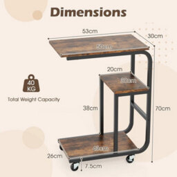 C-Shaped End Table Space-Saving Couch Table W/ Open Shelves Coffee - thumbnail 2