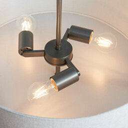 Luminosa Lighting Luminosa Hayfield Cylindrical Pendant Brushed Bronze Effect Plate & Natural Linen 3 Light Dimmable Ip20 - E27 - thumbnail 4