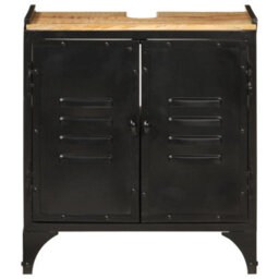 Berkfield Bathroom Sink Cabinet 55X35X60 Cm Iron And Solid Wood Mango - thumbnail 3