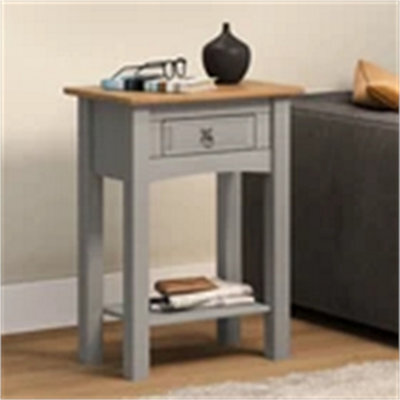 Console Table Grey Painted Wax 1 Drawer Solid Wood Pine Wooden Hall - image 1